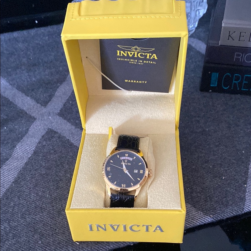 NWT Invicta Black and Gold Chronograph Watch